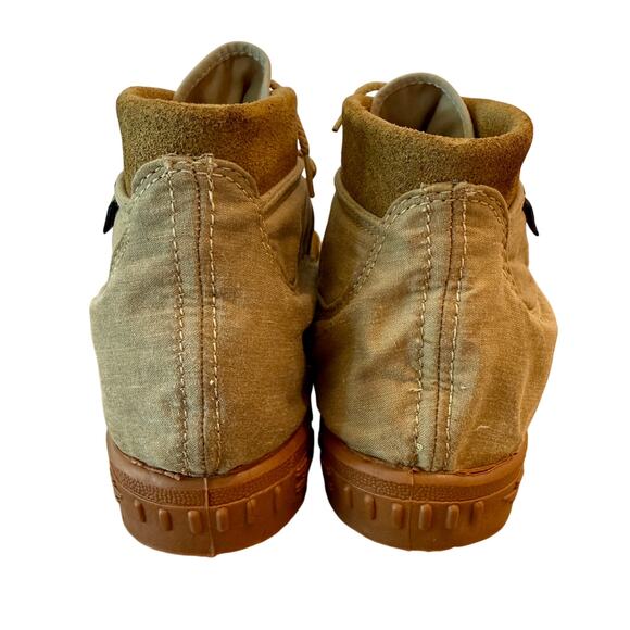 Vintage Camper Hiking Boots Tan Canvas Suede Ankle Lace Up Unisex - Picture 8 of 14